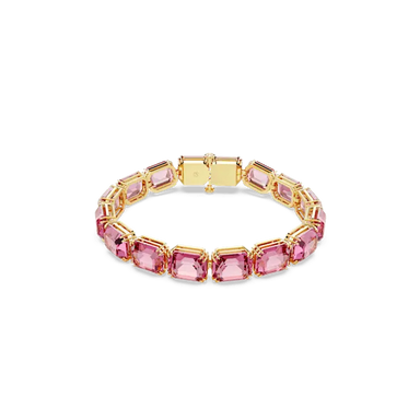 Swarovski Millenia Tennis Bracelet Octagon Cut Pink Gold-Tone Plated - Bluestreak Crystals