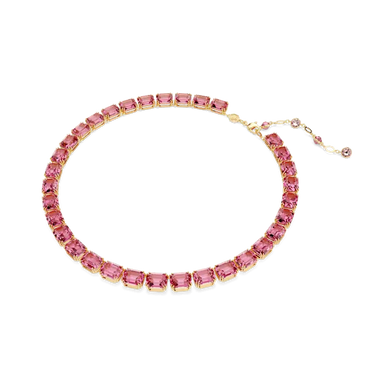 Swarovski Millenia Tennis Necklace Octagon Cut Pink Gold-Tone Plated - Bluestreak Crystals