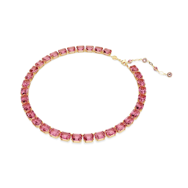 Swarovski Millenia Tennis Necklace Octagon Cut Pink Gold-Tone Plated - Bluestreak Crystals