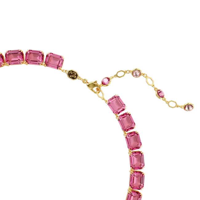Swarovski Millenia Tennis Necklace Octagon Cut Pink Gold-Tone Plated - Bluestreak Crystals