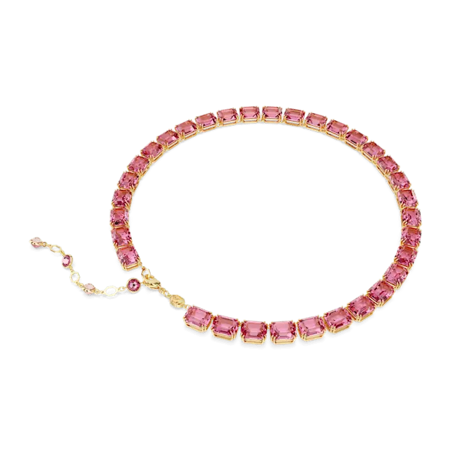 Swarovski Millenia Tennis Necklace Octagon Cut Pink Gold-Tone Plated - Bluestreak Crystals