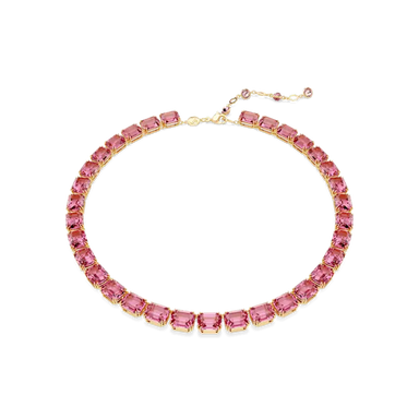 Swarovski Millenia Tennis Necklace Octagon Cut Pink Gold-Tone Plated - Bluestreak Crystals