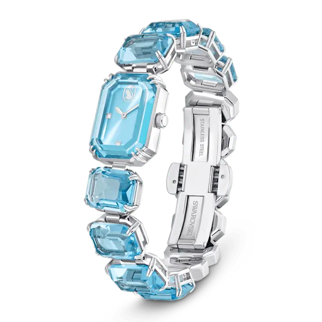 Swarovski Millenia Watch Octagon Cut Bracelet Blue Stainless Steel - Bluestreak Crystals