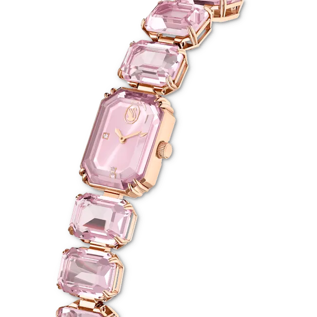 Swarovski Millenia Watch Octagon Cut Bracelet Pink Stainless Steel - Bluestreak Crystals