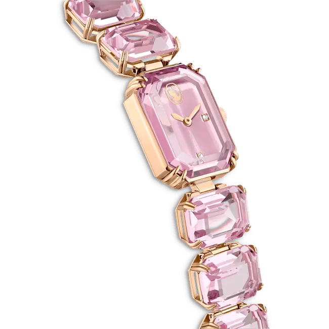 Swarovski Millenia Watch Octagon Cut Bracelet Pink Stainless Steel - Bluestreak Crystals