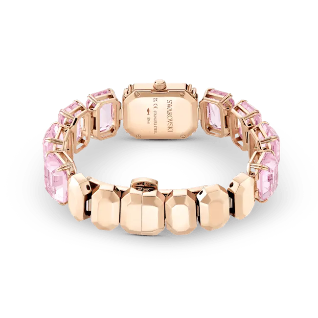 Swarovski Millenia Watch Octagon Cut Bracelet Pink Stainless Steel - Bluestreak Crystals