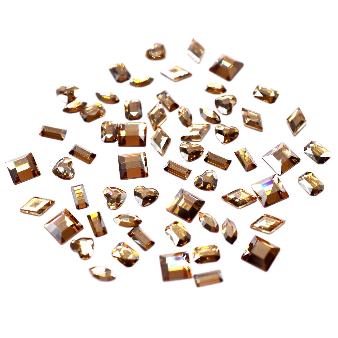 Serinity Flat Back Crystals Non Hotfix Mini Shapes Mix Crystal Golden Shadow - Bluestreak Crystals