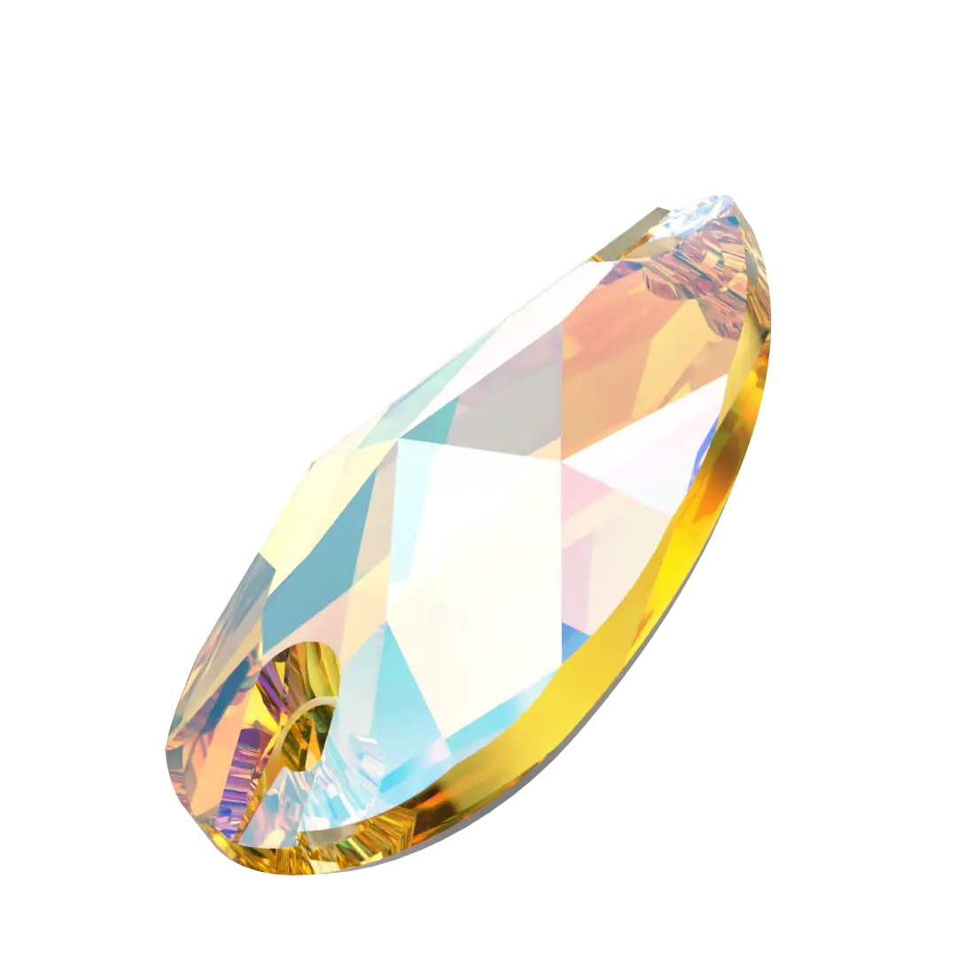 Swarovski Sew On Crystals Peardrop (3230) Light Topaz Shimmer - Bluestreak Crystals