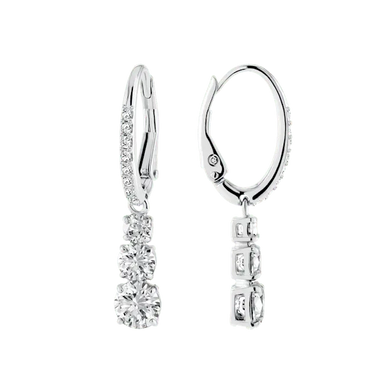 Swarovski Stilla Attract Hoop Earrings Round Cut White Rhodium Plated - Bluestreak Crystals