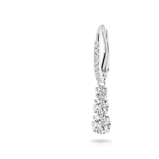 Swarovski Stilla Attract Hoop Earrings Round Cut White Rhodium Plated - Bluestreak Crystals