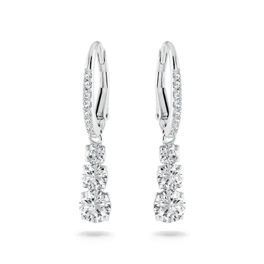 Swarovski Stilla Attract Hoop Earrings Round Cut White Rhodium Plated - Bluestreak Crystals