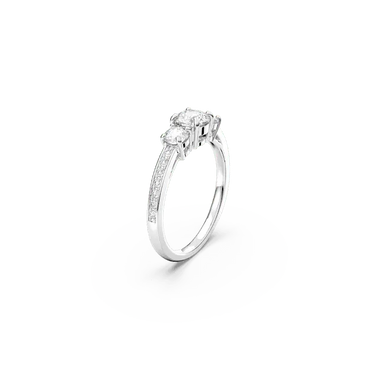 Swarovski Stilla Attract Ring Round Cut White Silver-Tone Finish - Bluestreak Crystals