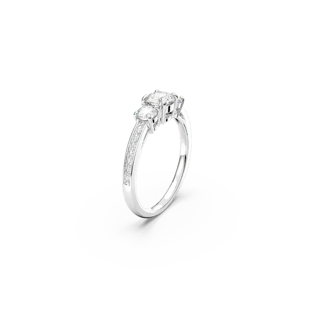 Swarovski Stilla Attract Ring Round Cut White Silver-Tone Finish - Bluestreak Crystals