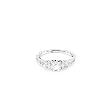 Swarovski Stilla Attract Ring Round Cut White Silver-Tone Finish - Bluestreak Crystals