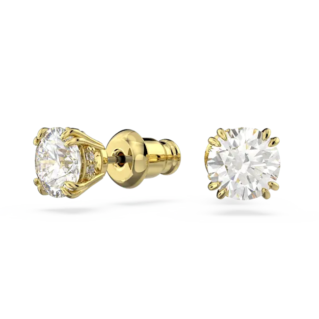 Swarovski Stilla Stud Earrings Round Cut White Gold-Tone Plated - Bluestreak Crystals