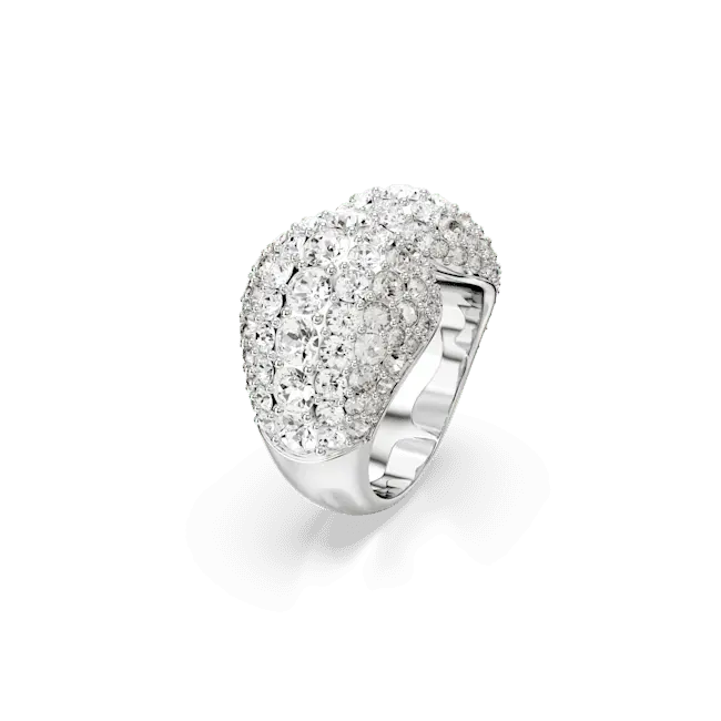 Swarovski Sublima Cocktail Ring Round Cut White Rhodium Plated - Bluestreak Crystals