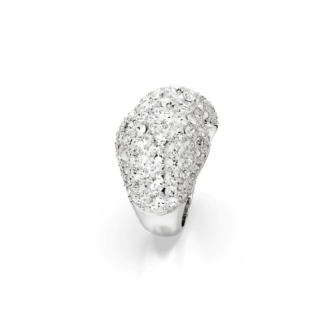 Swarovski Sublima Cocktail Ring Round Cut White Rhodium Plated - Bluestreak Crystals