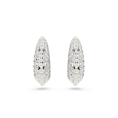 Swarovski Sublima Drop Earrings Crystal Pearl Round Cut Small White Rhodium Plated - Bluestreak Crystals