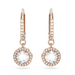 Swarovski Una Angelic Drop Earrings Round Cut Pave White Rose Gold-Tone Plated - Bluestreak Crystals