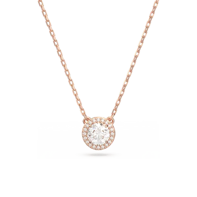 Swarovski Una Angelic Pendant Round Cut Pave White Rose Gold-Tone Plated - Bluestreak Crystals