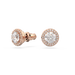 Swarovski Una Angelic Stud Earrings Round Cut Pave White Rose Gold-Tone Plated - Bluestreak Crystals
