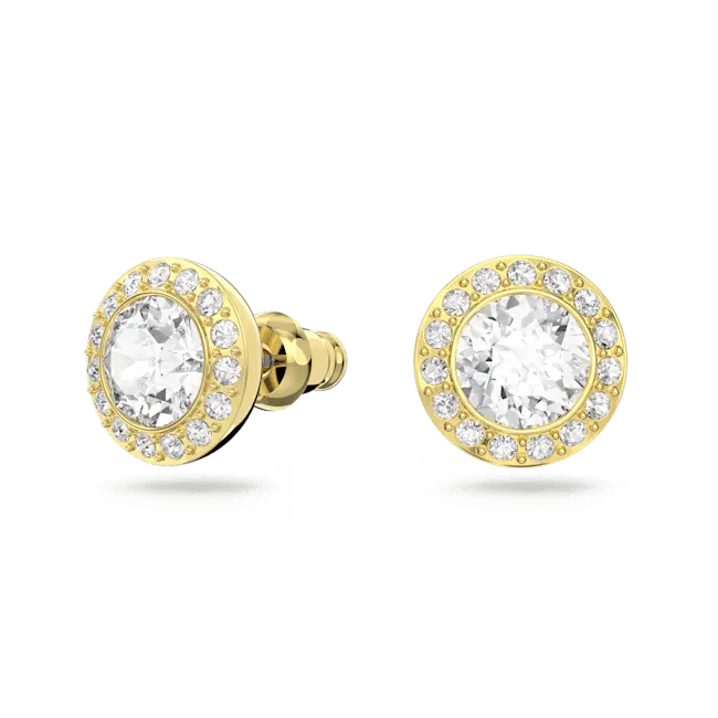 Swarovski Una Angelic Stud Earrings Round Cut White Gold-Tone Plated - Bluestreak Crystals
