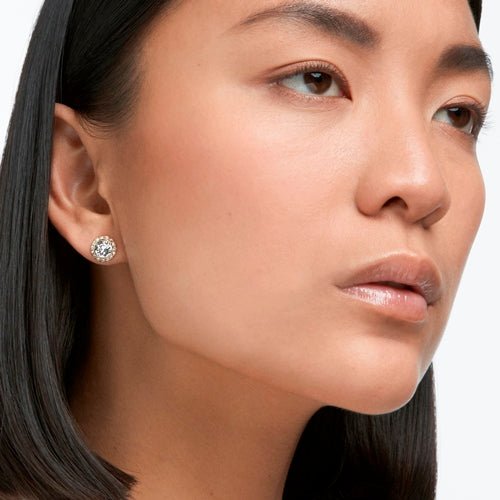 Swarovski Una Angelic Stud Earrings Round Cut White Gold-Tone Plated - Bluestreak Crystals