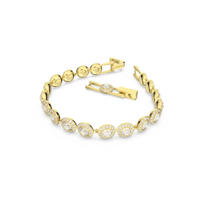 Swarovski Una Angelic Tennis Bracelet Round Cut Pave White Gold-Tone Plated - Bluestreak Crystals