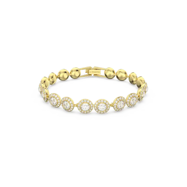 Swarovski Una Angelic Tennis Bracelet Round Cut Pave White Gold-Tone Plated - Bluestreak Crystals
