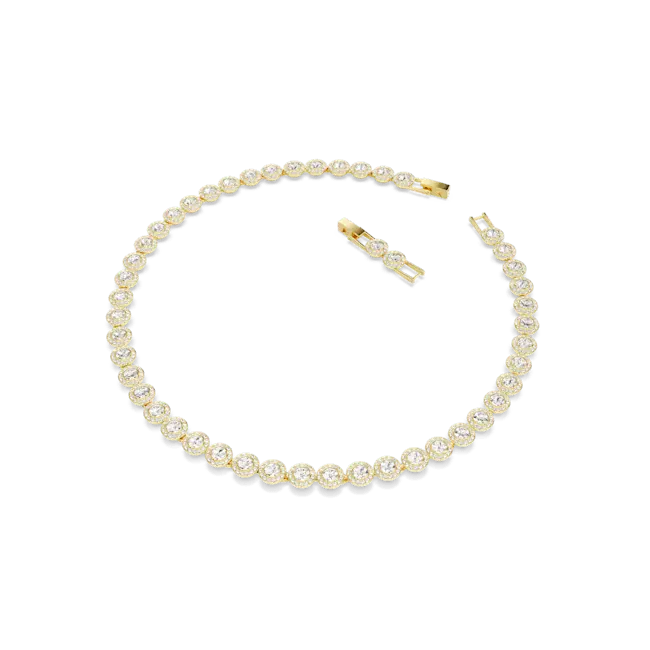 Swarovski Una Angelic Tennis Necklace Round Cut White Gold-Tone Plated - Bluestreak Crystals