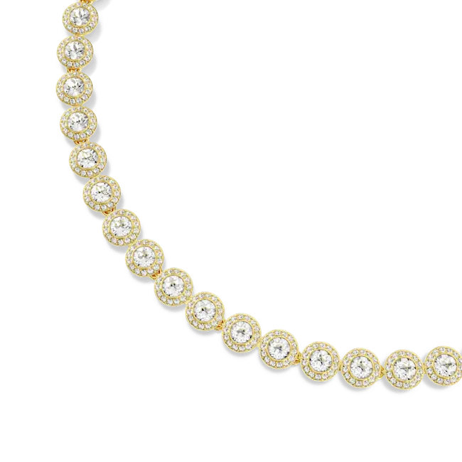 Swarovski Una Angelic Tennis Necklace Round Cut White Gold-Tone Plated - Bluestreak Crystals