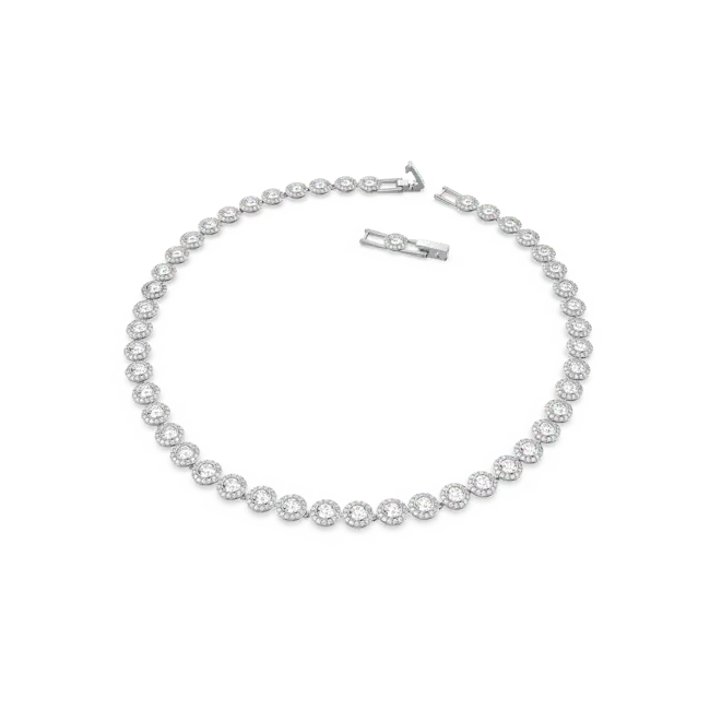 Swarovski Una Angelic Tennis Necklace Round Cut White Rhodium Plated - Bluestreak Crystals