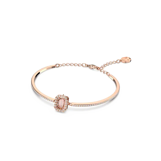 Swarovski Una Bangle Octagon Cut Pave Pink Rose Gold-Tone Plated - Bluestreak Crystals