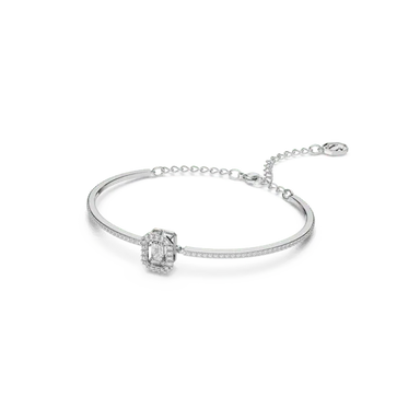 Swarovski Una Bangle Octagon Cut Pave White Rhodium Plated - Bluestreak Crystals