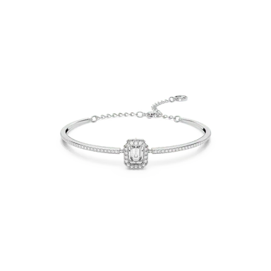 Swarovski Una Bangle Octagon Cut Pave White Rhodium Plated - Bluestreak Crystals