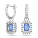Swarovski Una Drop Earrings Octagon Cut Pave Blue Rhodium Plated - Bluestreak Crystals