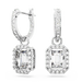 Swarovski Una Drop Earrings Octagon Cut Pave White Rhodium Plated - Bluestreak Crystals