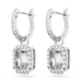 Swarovski Una Drop Earrings Octagon Cut Pave White Rhodium Plated - Bluestreak Crystals