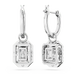 Swarovski Una Drop Earrings Octagon Cut Pave White Rhodium Plated - Bluestreak Crystals