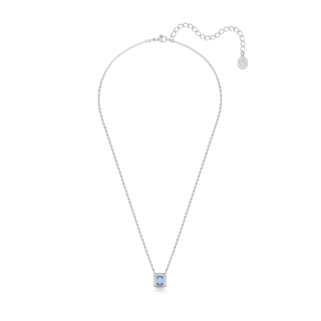Swarovski Una Necklace Octagon Cut Pave Blue Rhodium Plated - Bluestreak Crystals