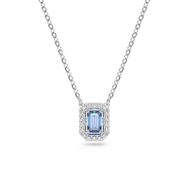 Swarovski Una Necklace Octagon Cut Pave Blue Rhodium Plated - Bluestreak Crystals