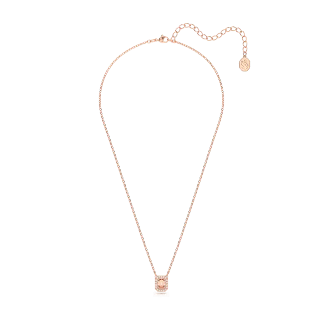 Swarovski Una Necklace Octagon Cut Pave Pink Rose Gold-Tone Plated - Bluestreak Crystals