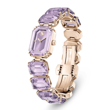 Swarovski Watch Octagon Cut Bracelet Purple Champagne Gold-Tone Finish - Bluestreak Crystals