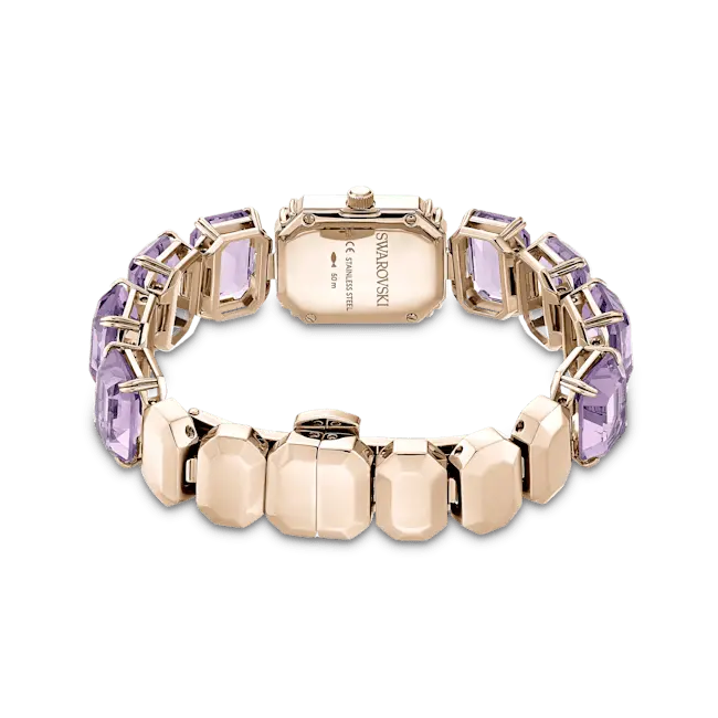 Swarovski Watch Octagon Cut Bracelet Purple Champagne Gold-Tone Finish - Bluestreak Crystals