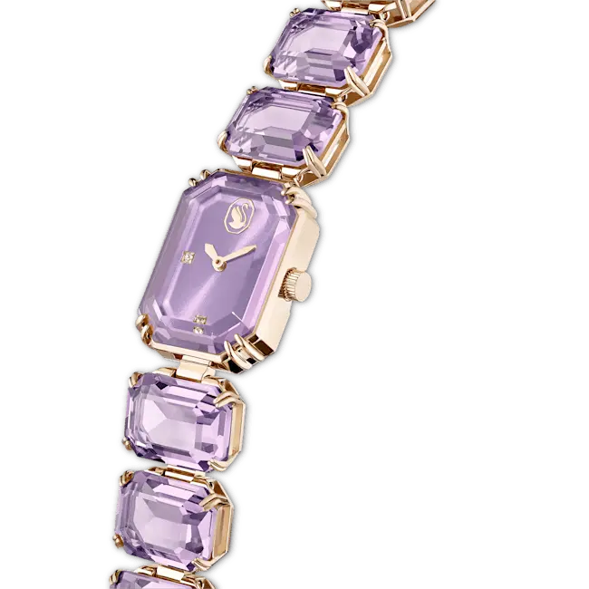 Swarovski Watch Octagon Cut Bracelet Purple Champagne Gold-Tone Finish - Bluestreak Crystals