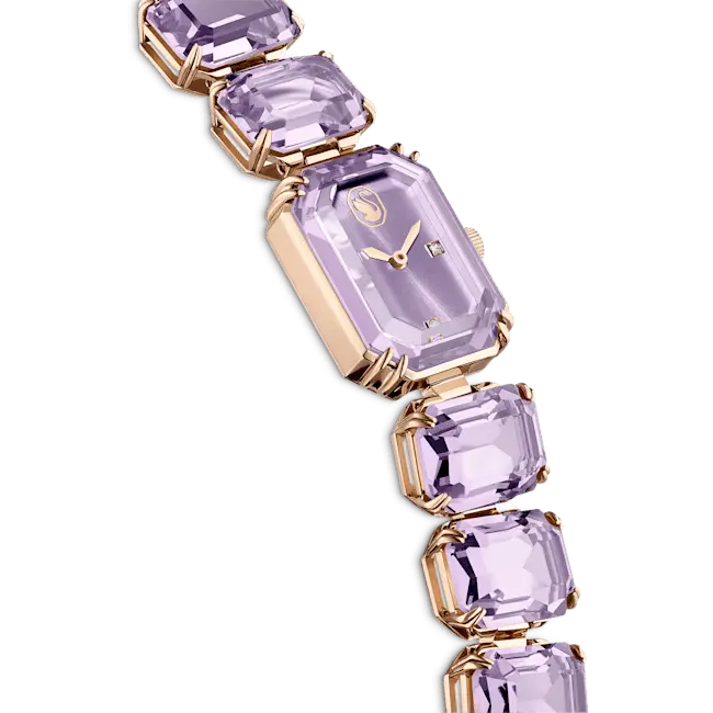 Swarovski Watch Octagon Cut Bracelet Purple Champagne Gold-Tone Finish - Bluestreak Crystals