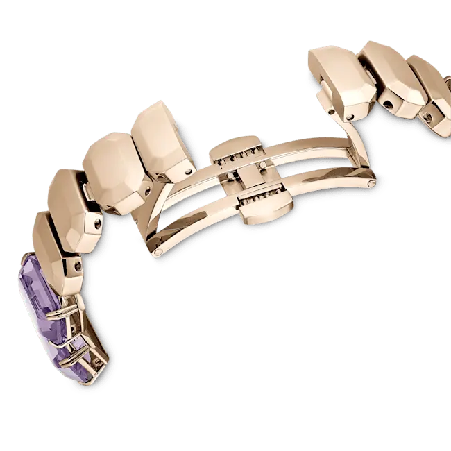 Swarovski Watch Octagon Cut Bracelet Purple Champagne Gold-Tone Finish - Bluestreak Crystals