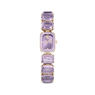 Swarovski Watch Octagon Cut Bracelet Purple Champagne Gold-Tone Finish - Bluestreak Crystals