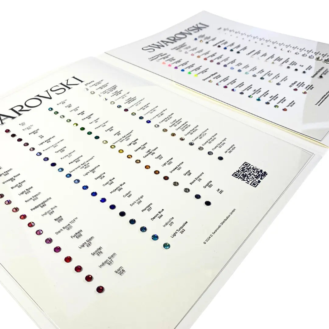 Swarovski Flat Back Rhinestones Basic Colour Chart Folder