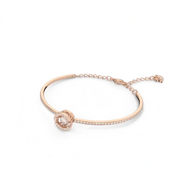 Swarovski Una Bangle Round Cut Pave White Rose Gold-Tone Plated - Bluestreak Crystals